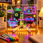 3D Acrylic Writing Pad with Pen – Rewritable LED Message Board & Night Lamp