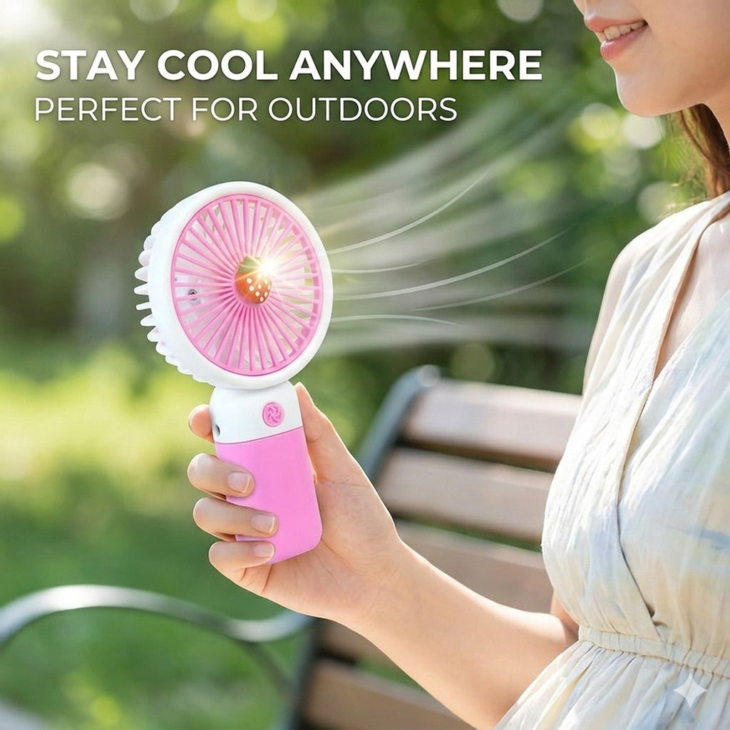 Mini Portable USB Rechargeable Hand Fan – Handheld Cooling Fan for Travel & Office (Multicolor)