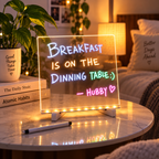 3D Acrylic Writing Pad with Pen – Rewritable LED Message Board & Night Lamp