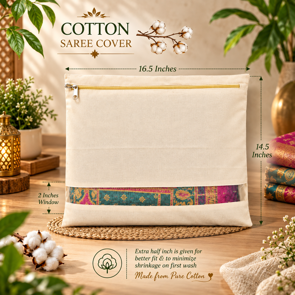 Cotton Saree Cover Bags – Clothes Storage & Wardrobe Organizer (Pack of 12)