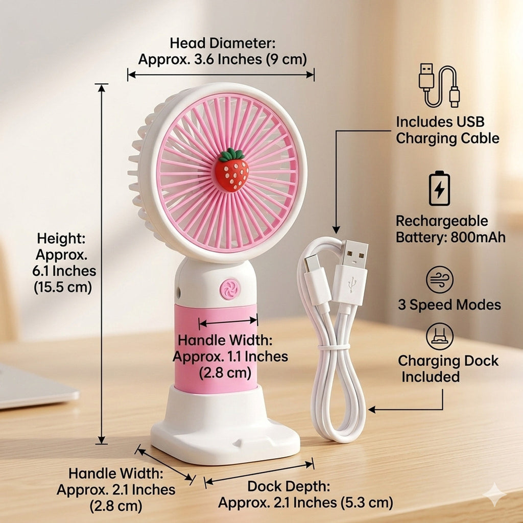 Mini Portable USB Rechargeable Hand Fan – Handheld Cooling Fan for Travel & Office (Multicolor)