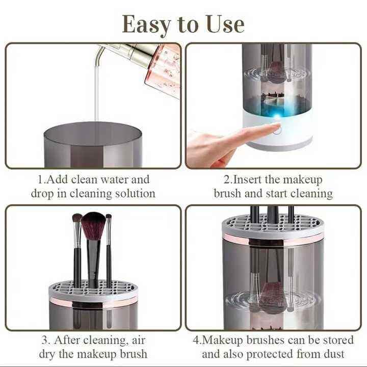 Electric Makeup Brush Cleaner - Automatic Spinning Makeup Brush Cleaner, Multi - Use Cosmetic Brush Cleaner for All Size Bushes & Blush For Professional Cleaning Machine, Portable Compact Design for Travel & Home Use