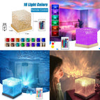 Crystal LED Ocean Wave Projector Cube Lamp – 16 Color Water Ripple Night Light (15cm)