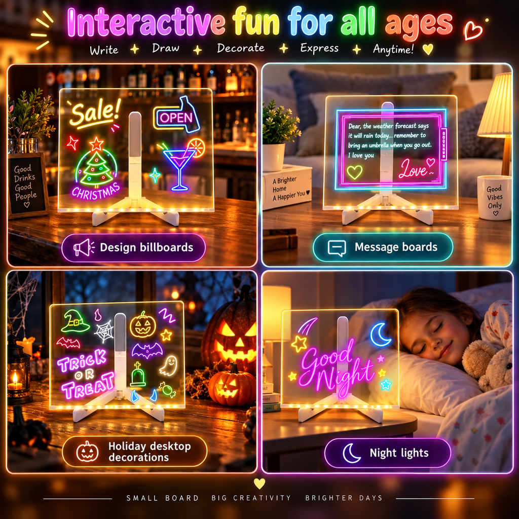 3D Acrylic Writing Pad with Pen – Rewritable LED Message Board & Night Lamp