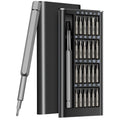 24-in-1 Precision Screwdriver Kit with Magnetic Handle - Compact Portable Case (Black)