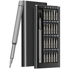 24-in-1 Precision Screwdriver Kit with Magnetic Handle - Compact Portable Case (Black)