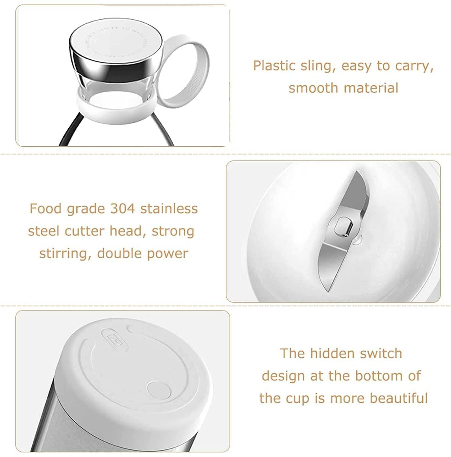 Travel Portable Mini Juice Blender – Compact USB Rechargeable Blender