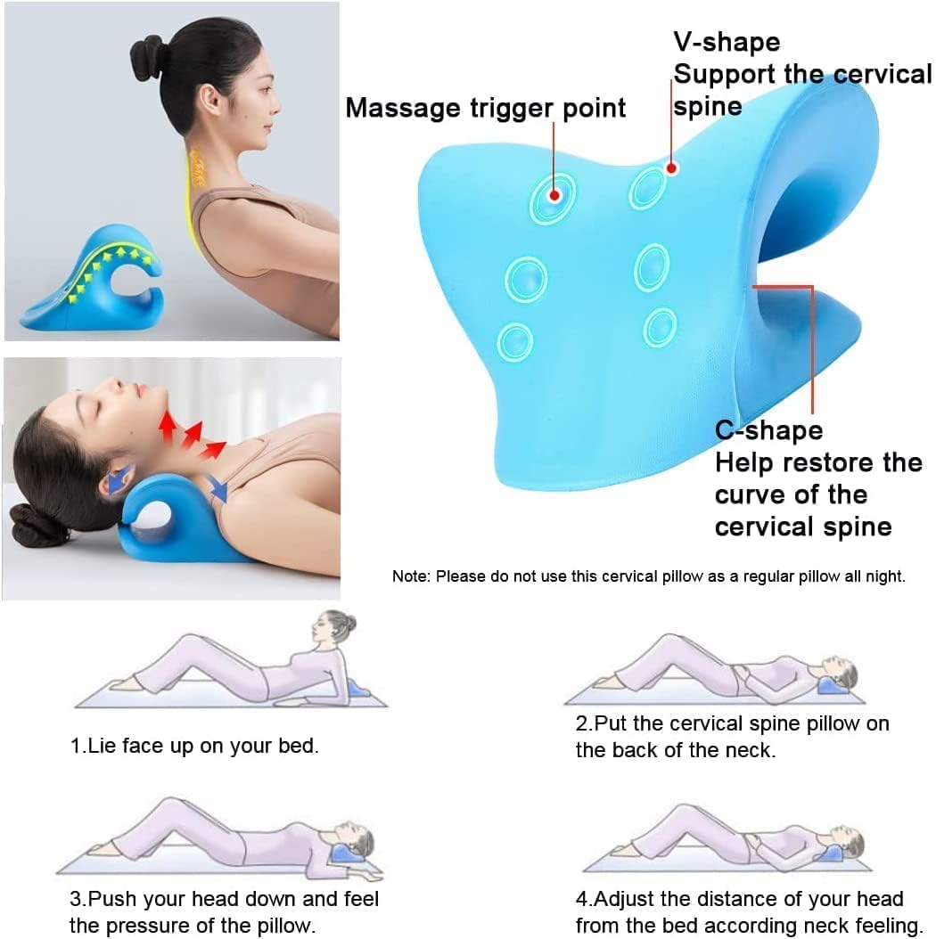 Cervical Neck Traction Pillow - Pain Relief & Muscle Relaxation Support