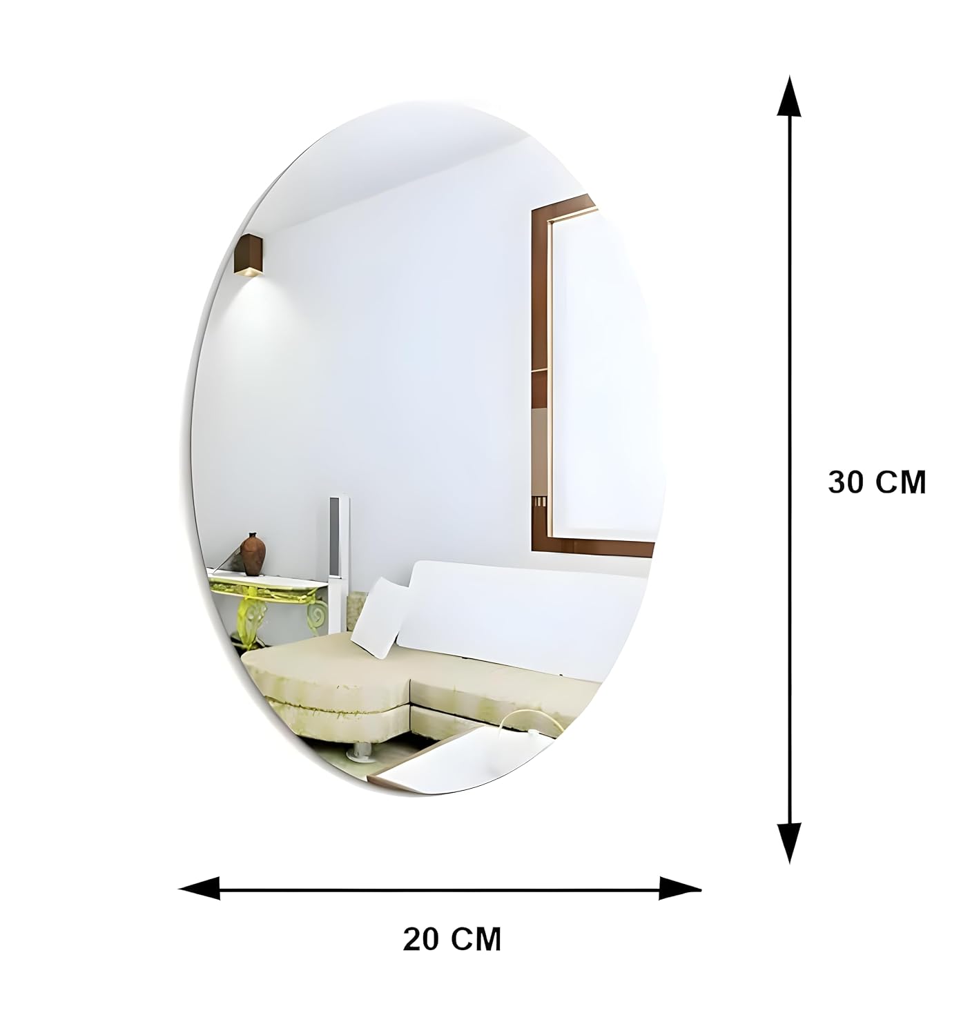 Unbreakable Oval Shape Adhesive Mirror Sticker – Acrylic Wall Mirror for Bedroom, Bathroom & Living Room