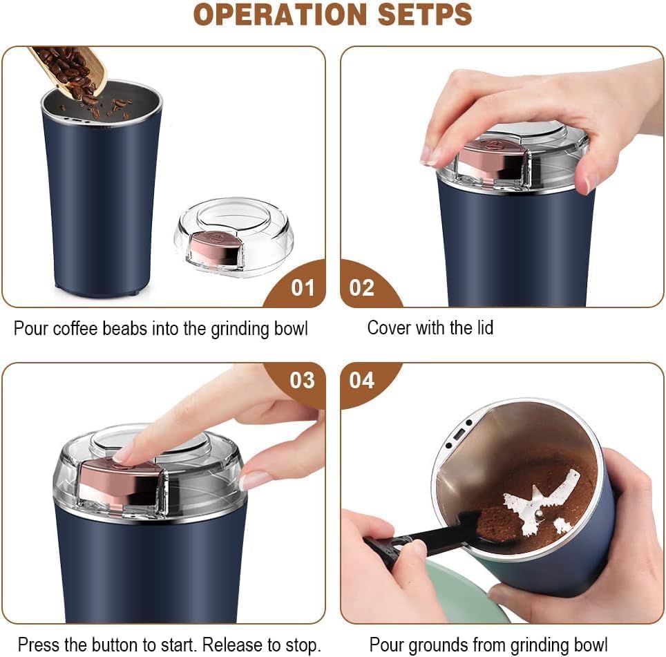 Multi-Functional Electric Grinder | Stainless Steel Herbs, Spices, Nuts & Grain Grinder | Portable Coffee Bean & Seasoning Powder Machine for Home & Office-(Pack of 1)