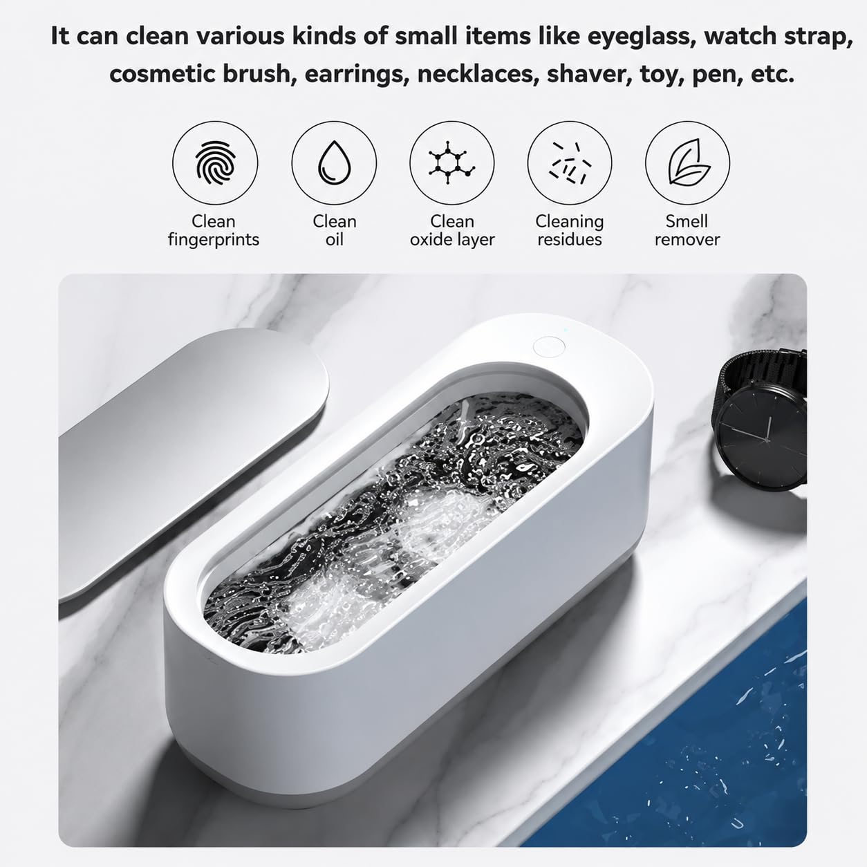 Ultra Sonic Jewellery Cleaner, Ultrasonic Cleaner Machine, Ultrasonic Glasses Cleaner, 360° Professional Low Noise Portable USB Cleaning Machine for Glasses Jewelry (ULTRASONIC)