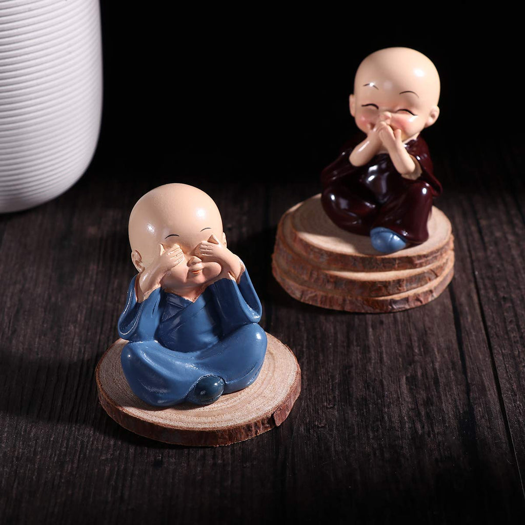 Set of 4 Miniature Buddha Monk Statues - Home Decor & Gift (Resin, Multicolour)