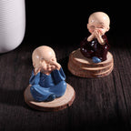 Set of 4 Miniature Buddha Monk Statues - Home Decor & Gift (Resin, Multicolour)