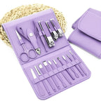 Manicure Set Nail Clipper Kit - 16 Pieces Stainless Steel Manicure Kit - Nail Care Tools for Hand & Feet - Nail Clippers Pedicure Professional Grooming Kits for Facial Care, Hand Care, Foot Care (Assorted Color)