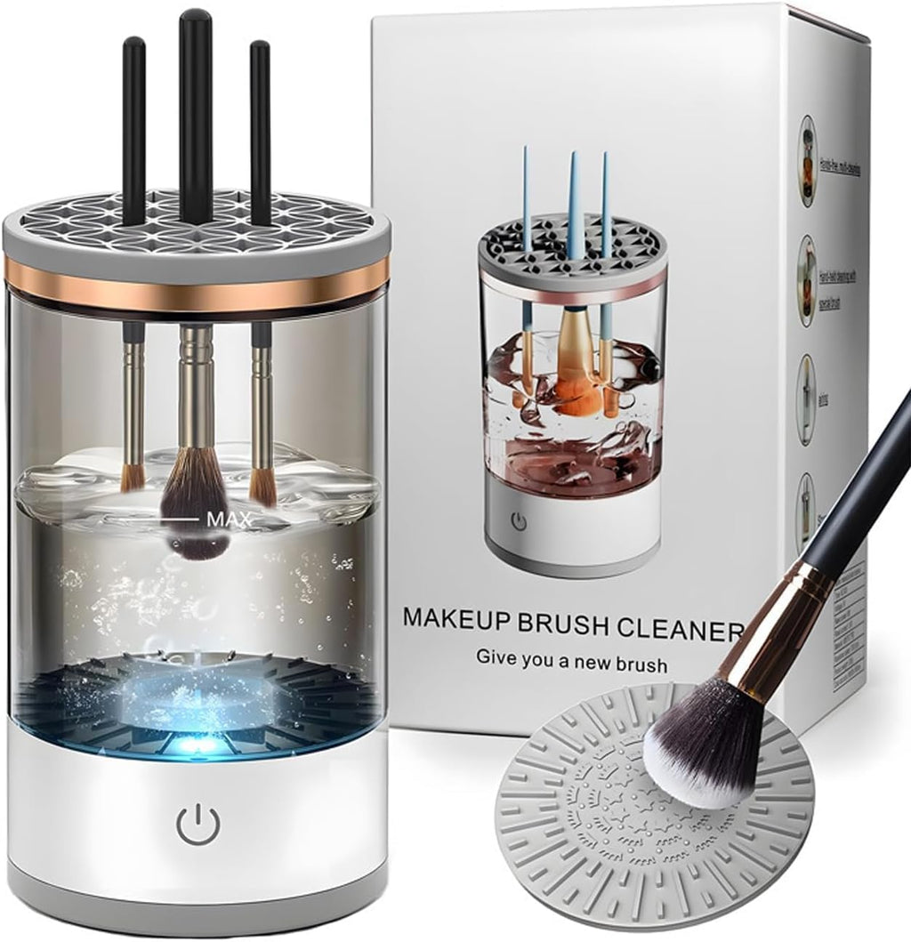 Electric Makeup Brush Cleaner - Automatic Spinning Makeup Brush Cleaner, Multi - Use Cosmetic Brush Cleaner for All Size Bushes & Blush For Professional Cleaning Machine, Portable Compact Design for Travel & Home Use