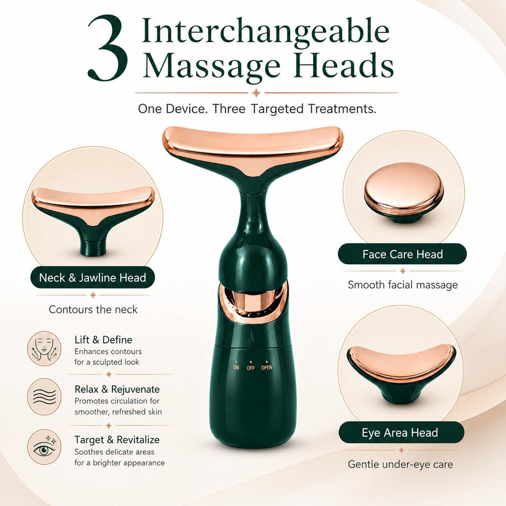 3-in-1 Anti-Aging Facial Massager - Face, Neck & Eye Skin Tightening Wand