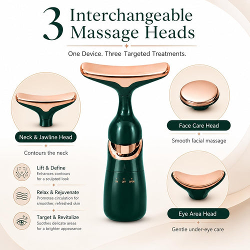 3-in-1 Anti-Aging Facial Massager - Face, Neck & Eye Skin Tightening Wand