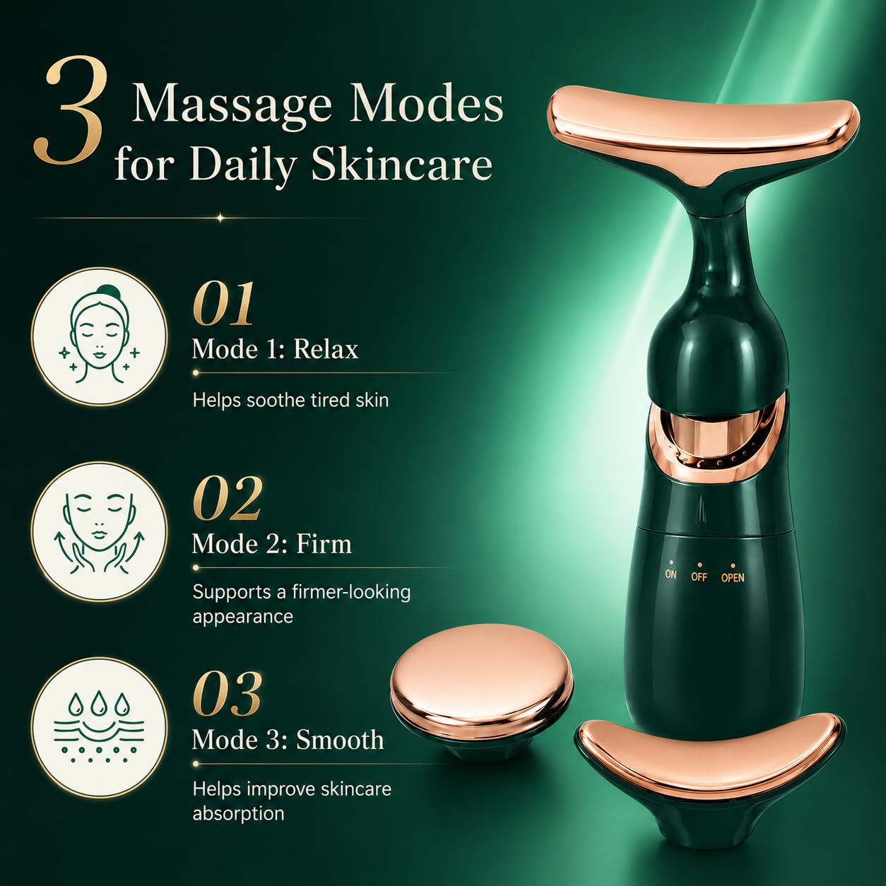 3-in-1 Anti-Aging Facial Massager - Face, Neck & Eye Skin Tightening Wand