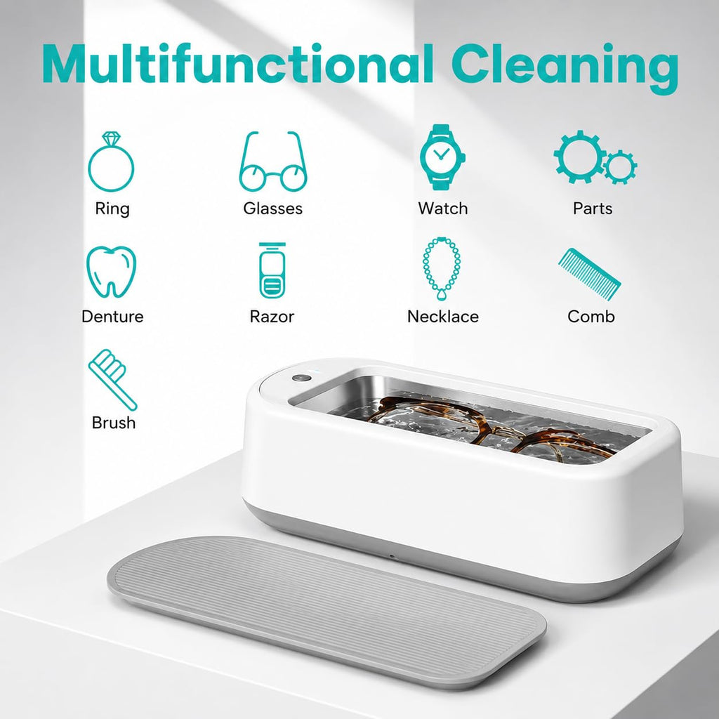Ultra Sonic Jewellery Cleaner, Ultrasonic Cleaner Machine, Ultrasonic Glasses Cleaner, 360° Professional Low Noise Portable USB Cleaning Machine for Glasses Jewelry (ULTRASONIC)