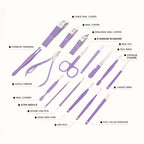 Manicure Set Nail Clipper Kit - 16 Pieces Stainless Steel Manicure Kit - Nail Care Tools for Hand & Feet - Nail Clippers Pedicure Professional Grooming Kits for Facial Care, Hand Care, Foot Care (Assorted Color)