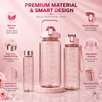 BPA Free Motivational Water Bottle with Time Marker – Leakproof Portable Reusable Water Bottle for Gym, Fitness, Office & Travel