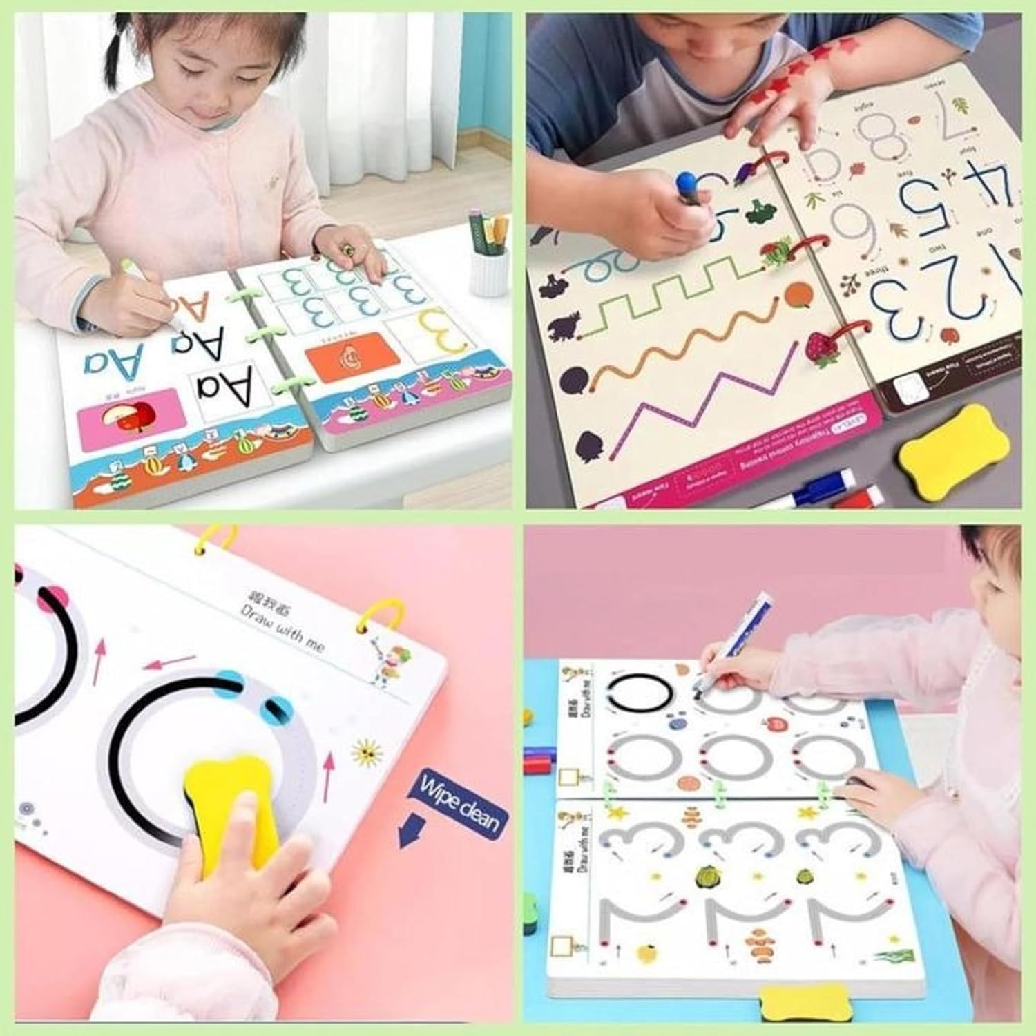 Reusable Magic Practice Copybook Kit for Kids, Writing Practice And Pen Control Workbook Set, Educational Learning Drawing Book, Lines, Shapes, Pattern For Montessori, Home, Preschool, 3-8 Age Kids
