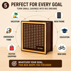 Wooden Money Saving Box | Cash Saver Money Box with Counting Target | 1,00,000 Savings Challenge Piggy Bank | Coin & Cash Bank for Boys, Girls and Adult | Durable & Eco-Friendly| Modern