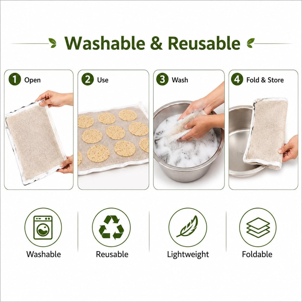 Unbleached Thin Cotton Papad,Vadagam, Spices, Millets Drying Cloth with Net [Breathable, Washable, Reusable] (Large 29X36 inches)