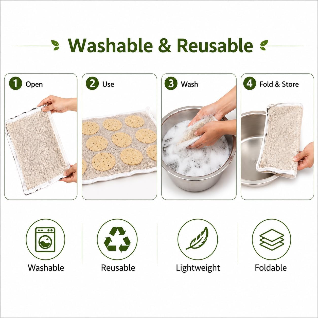 Unbleached Thin Cotton Papad,Vadagam, Spices, Millets Drying Cloth with Net [Breathable, Washable, Reusable] (Large 29X36 inches)