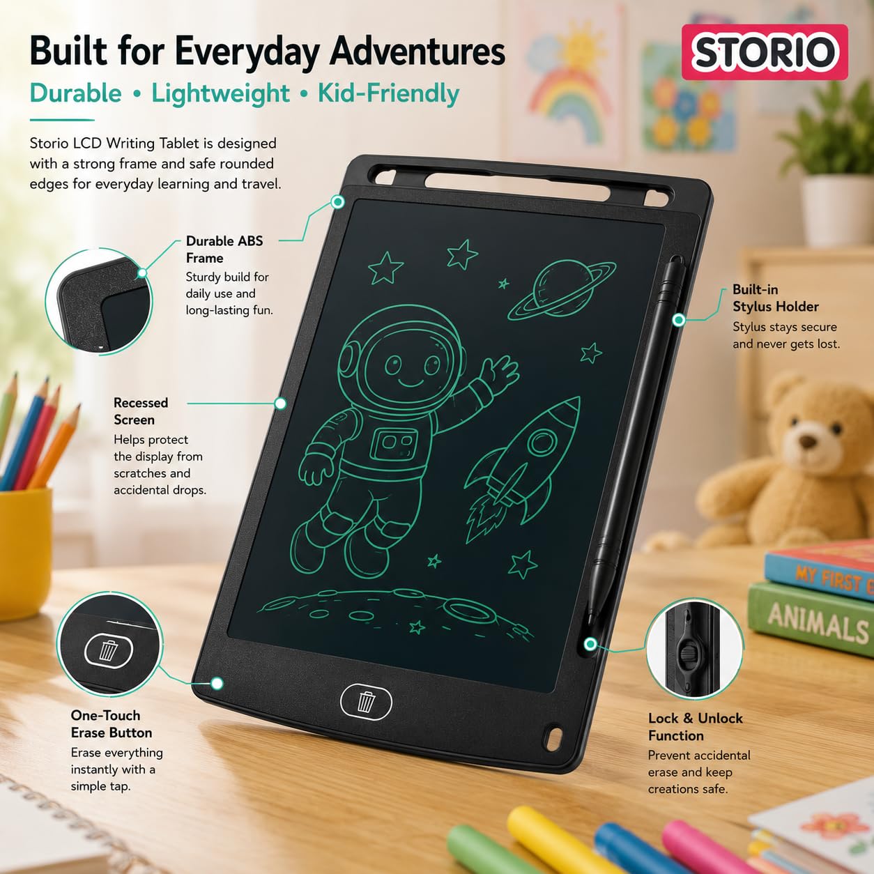 Kids Toys LCD Writing Tablet 8.5Inch E-Note Pad Best Birthday Gift for Girls Boys, Multicolor