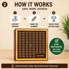 Wooden Money Saving Box | Cash Saver Money Box with Counting Target | 1,00,000 Savings Challenge Piggy Bank | Coin & Cash Bank for Boys, Girls and Adult | Durable & Eco-Friendly| Modern