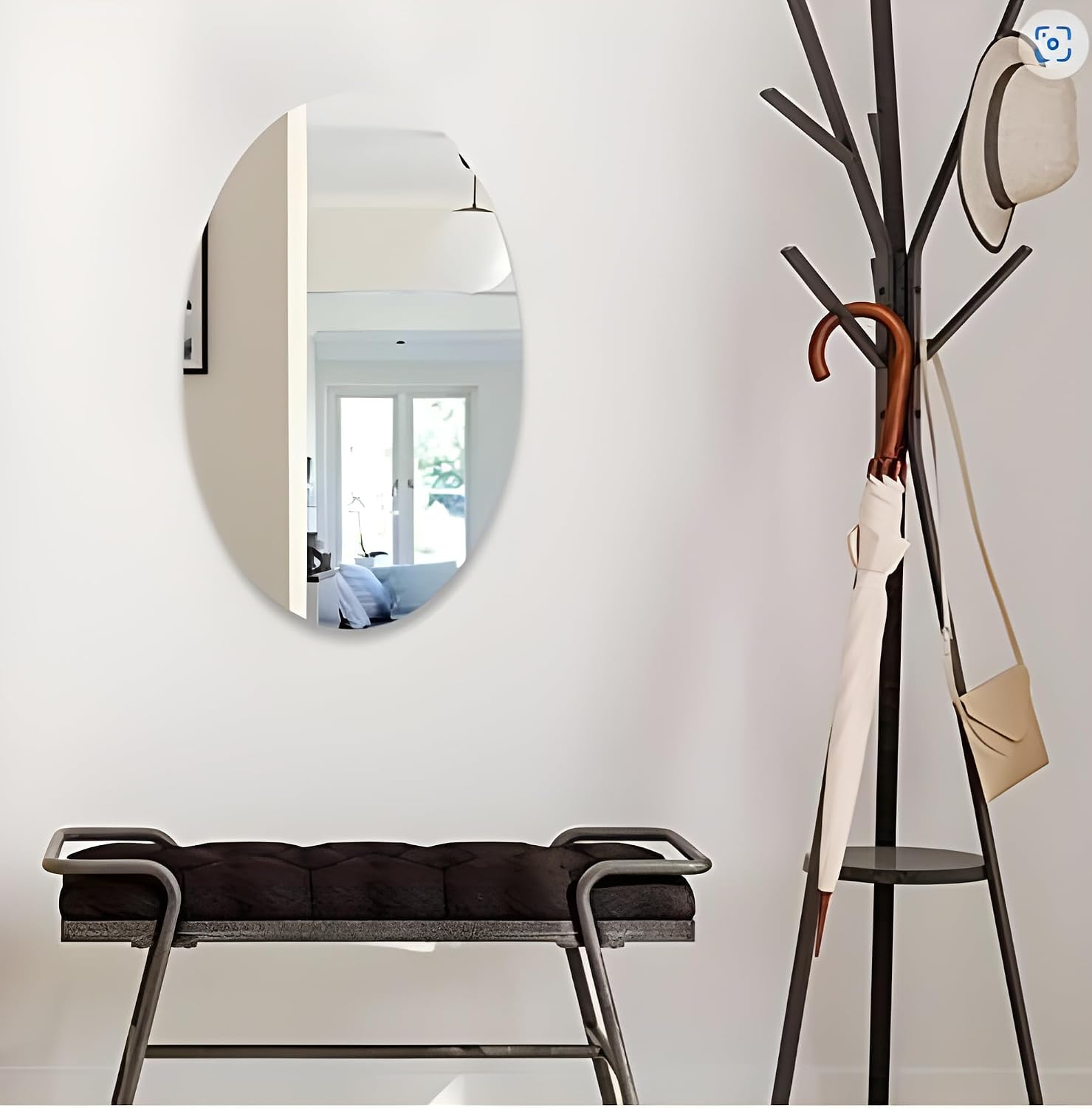 Unbreakable Oval Shape Adhesive Mirror Sticker – Acrylic Wall Mirror for Bedroom, Bathroom & Living Room