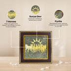 7 Horses Raw Pyrite Frame - Vastu Wall Decor for Success & Money (7.5x7.5")