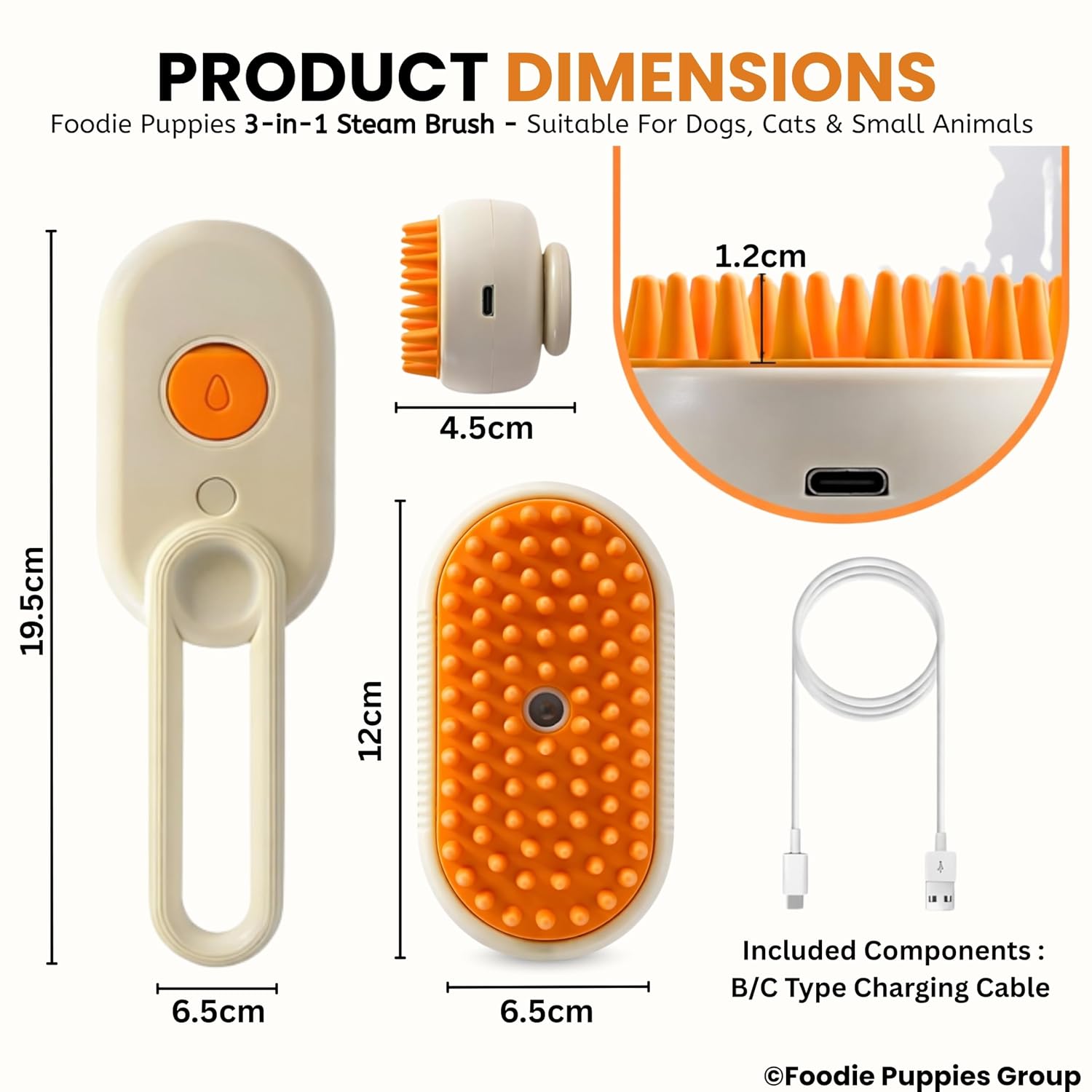 3-in-1 Cat & Dog Steam Brush - Pet Hair Removal & Detangling Comb