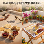 Unbleached Thin Cotton Papad,Vadagam, Spices, Millets Drying Cloth with Net [Breathable, Washable, Reusable] (Large 29X36 inches)