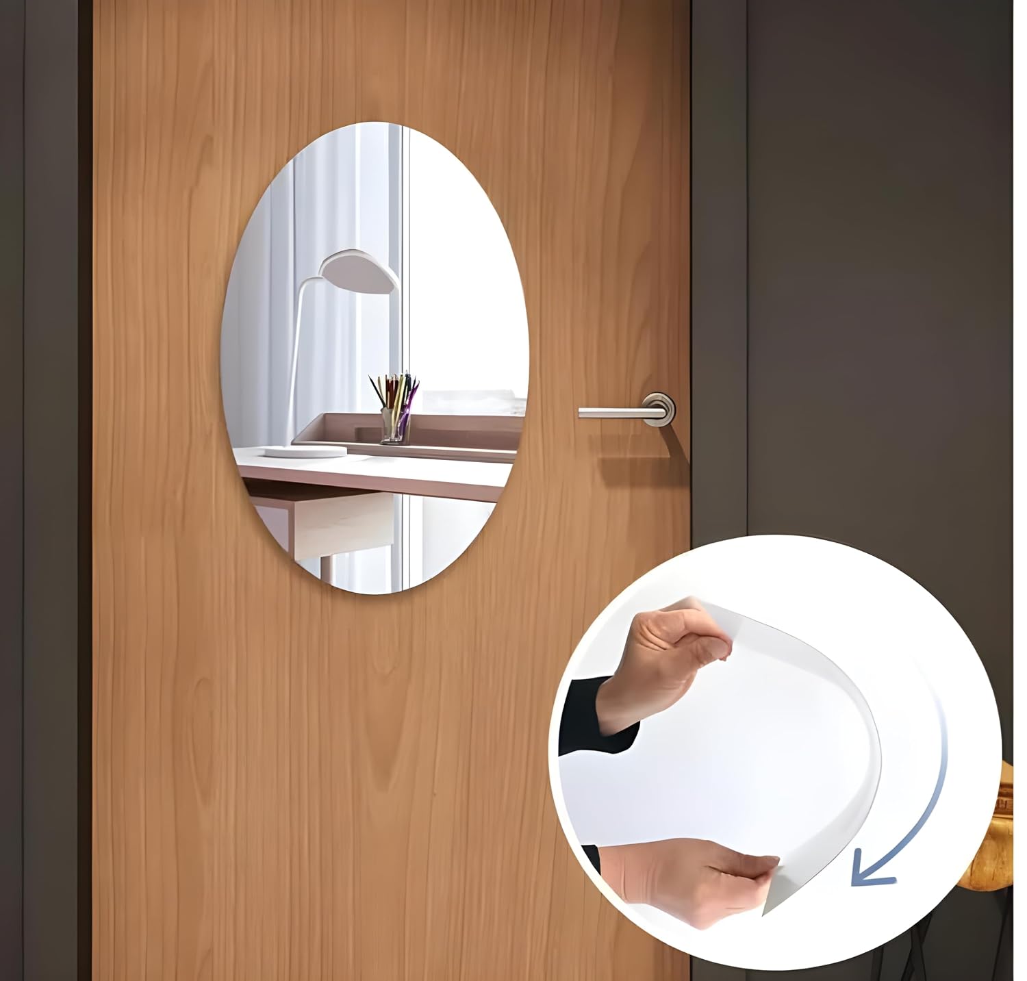 Unbreakable Oval Shape Adhesive Mirror Sticker – Acrylic Wall Mirror for Bedroom, Bathroom & Living Room