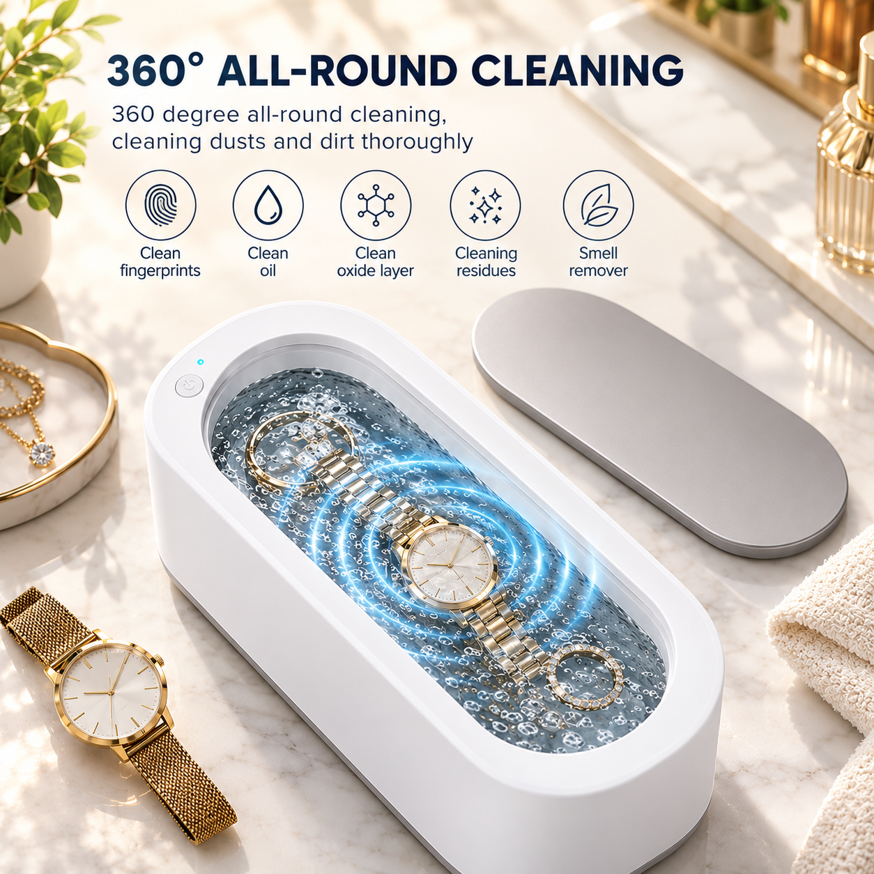 Portable Ultrasonic Jewellery & Glasses Cleaner – Deep Clean in Minutes