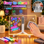 3D Acrylic Writing Pad with Pen – Rewritable LED Message Board & Night Lamp