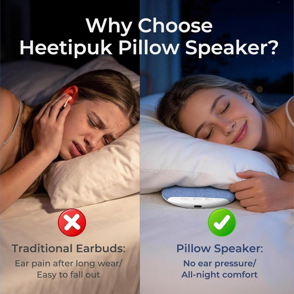 Ultra-Thin Bluetooth Pillow Speaker for Sleeping & Meditation