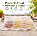 Unbleached Thin Cotton Papad,Vadagam, Spices, Millets Drying Cloth with Net [Breathable, Washable, Reusable] (Large 29X36 inches)