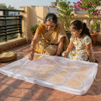 Unbleached Thin Cotton Papad,Vadagam, Spices, Millets Drying Cloth with Net [Breathable, Washable, Reusable] (Large 29X36 inches)