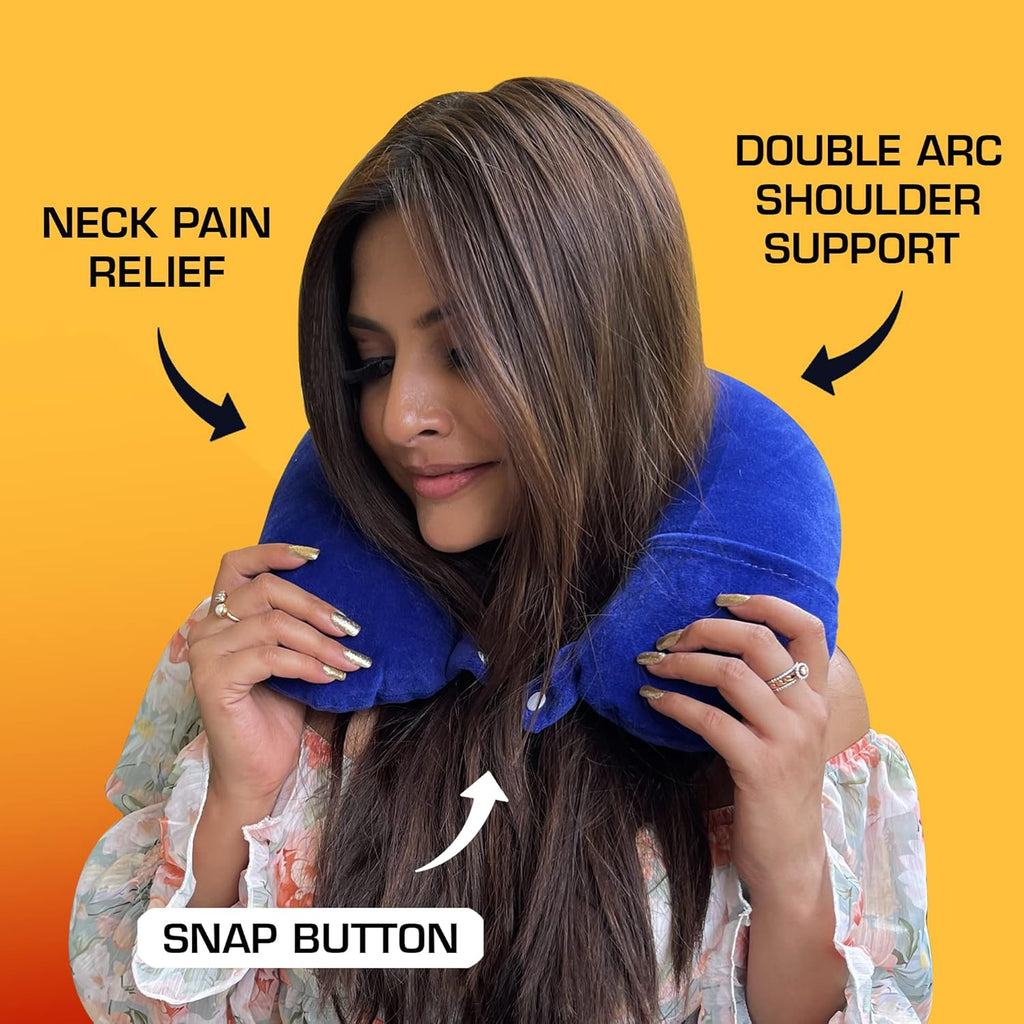 Premium Travel Neck Pillow - Airplane Head Rest Support (Multicolor)