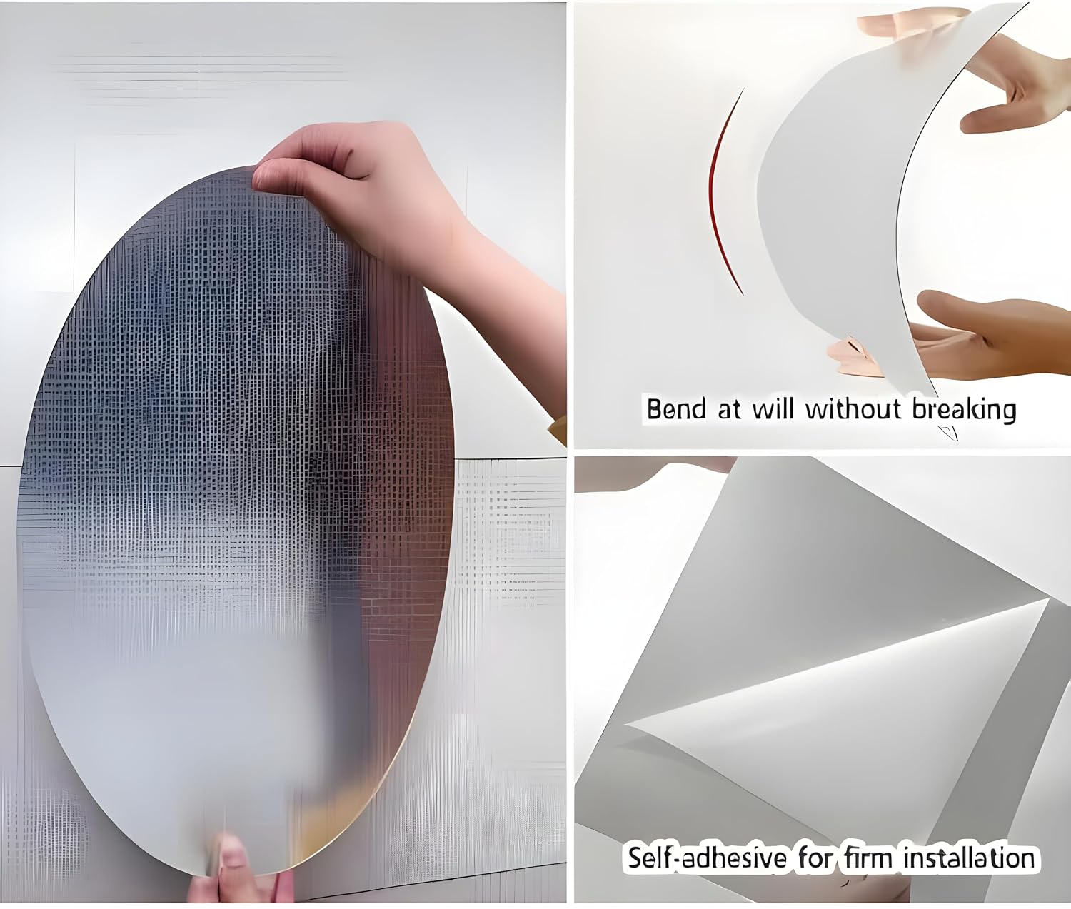 Unbreakable Oval Shape Adhesive Mirror Sticker – Acrylic Wall Mirror for Bedroom, Bathroom & Living Room