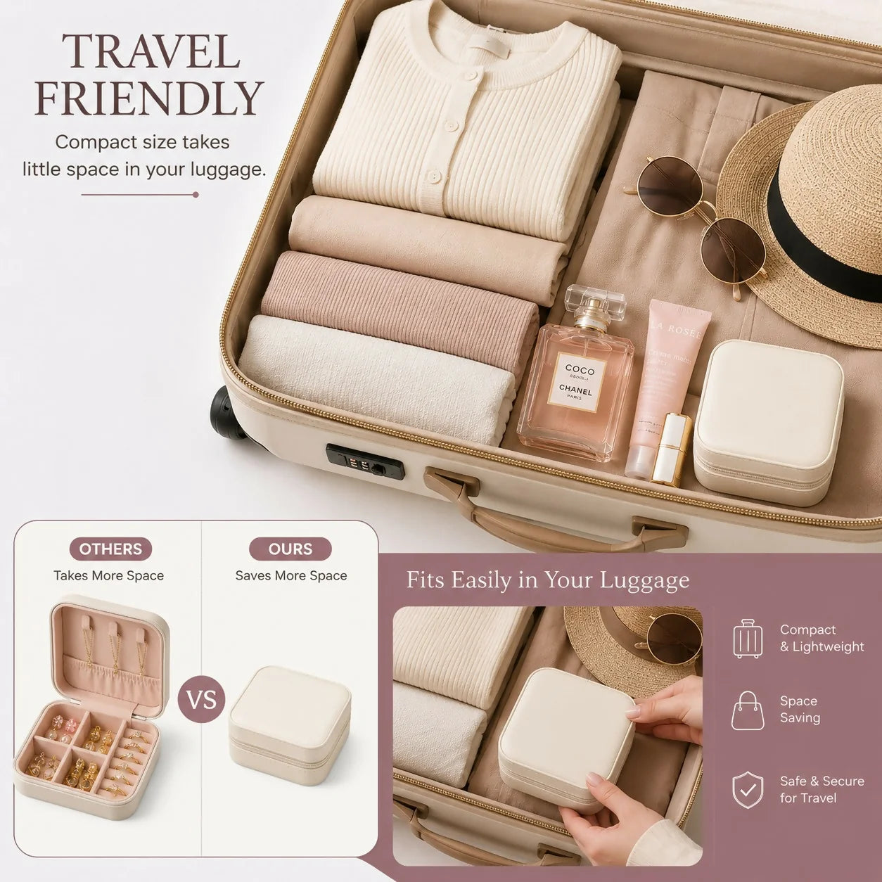Faux Leather Mini Jewelry Travel Case,Small Travel Jewelry Organizer, Portable Jewelry Box Travel Mini Storage Organizer Portable Display Storage Box For Rings Earrings Necklaces Gifts (Pink)