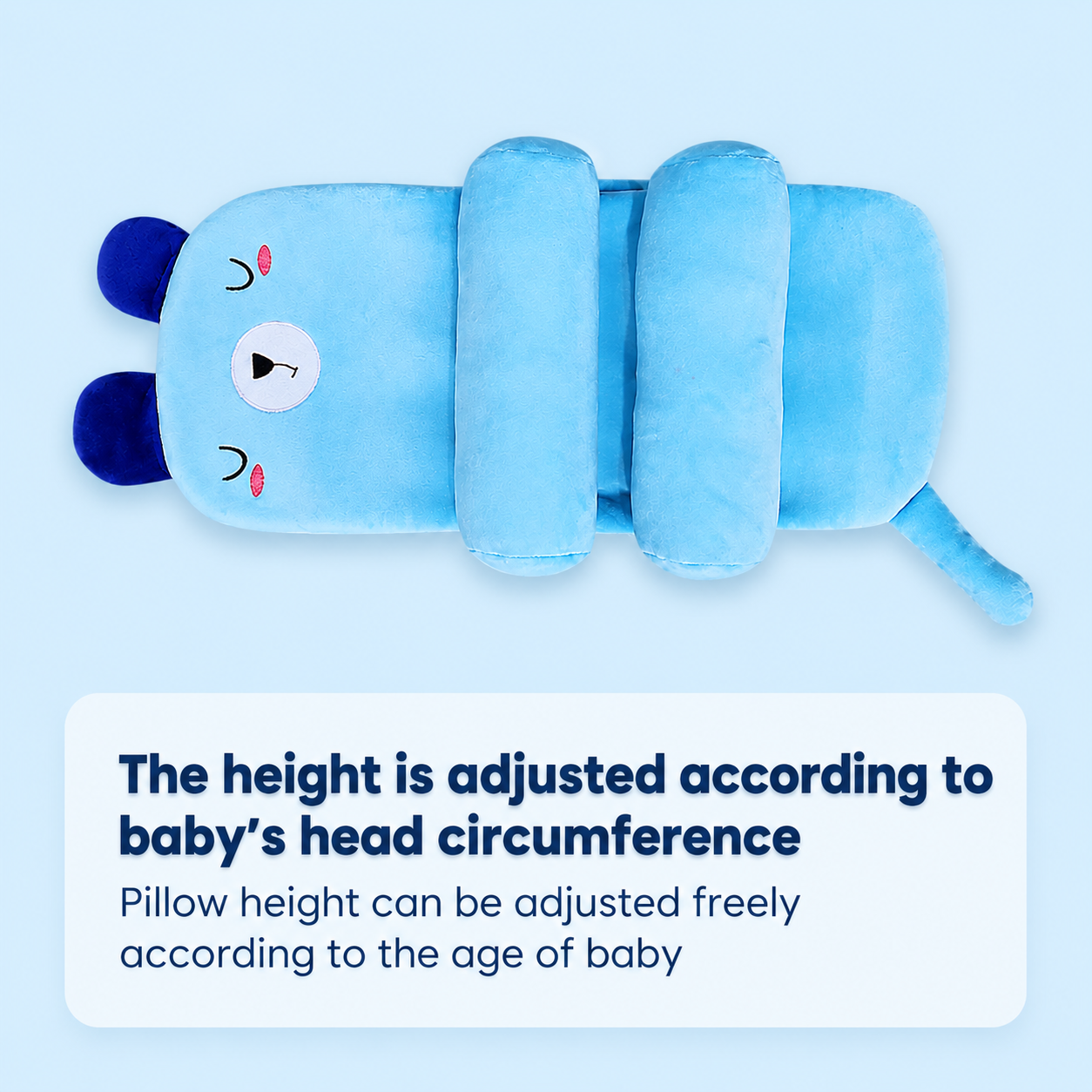 Baby Head Shaping Pillow with Side Support - Newborn Sleep Positioner (Bear Sky Blue)
