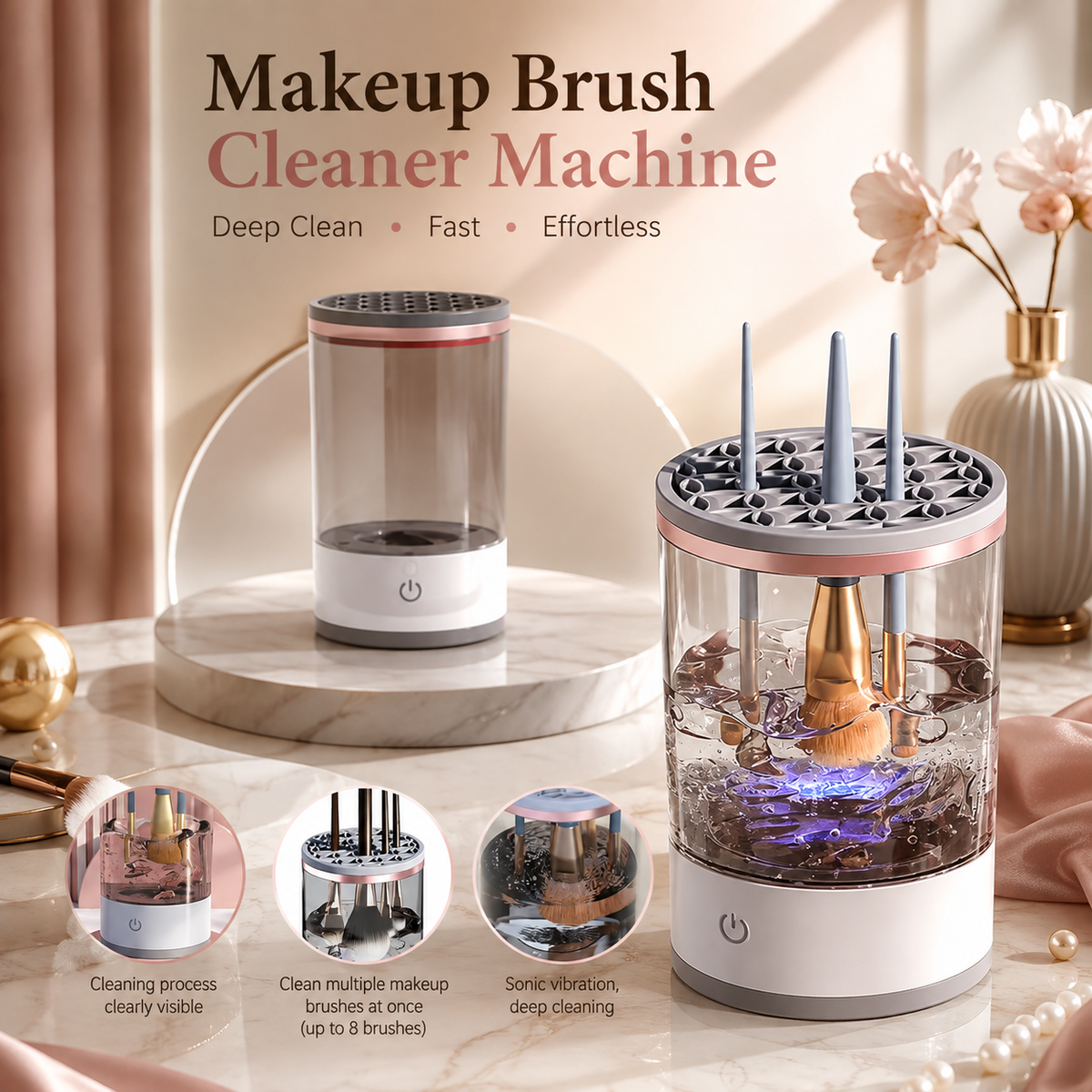Electric Makeup Brush Cleaner – Automatic Spinning Cleaning Machine