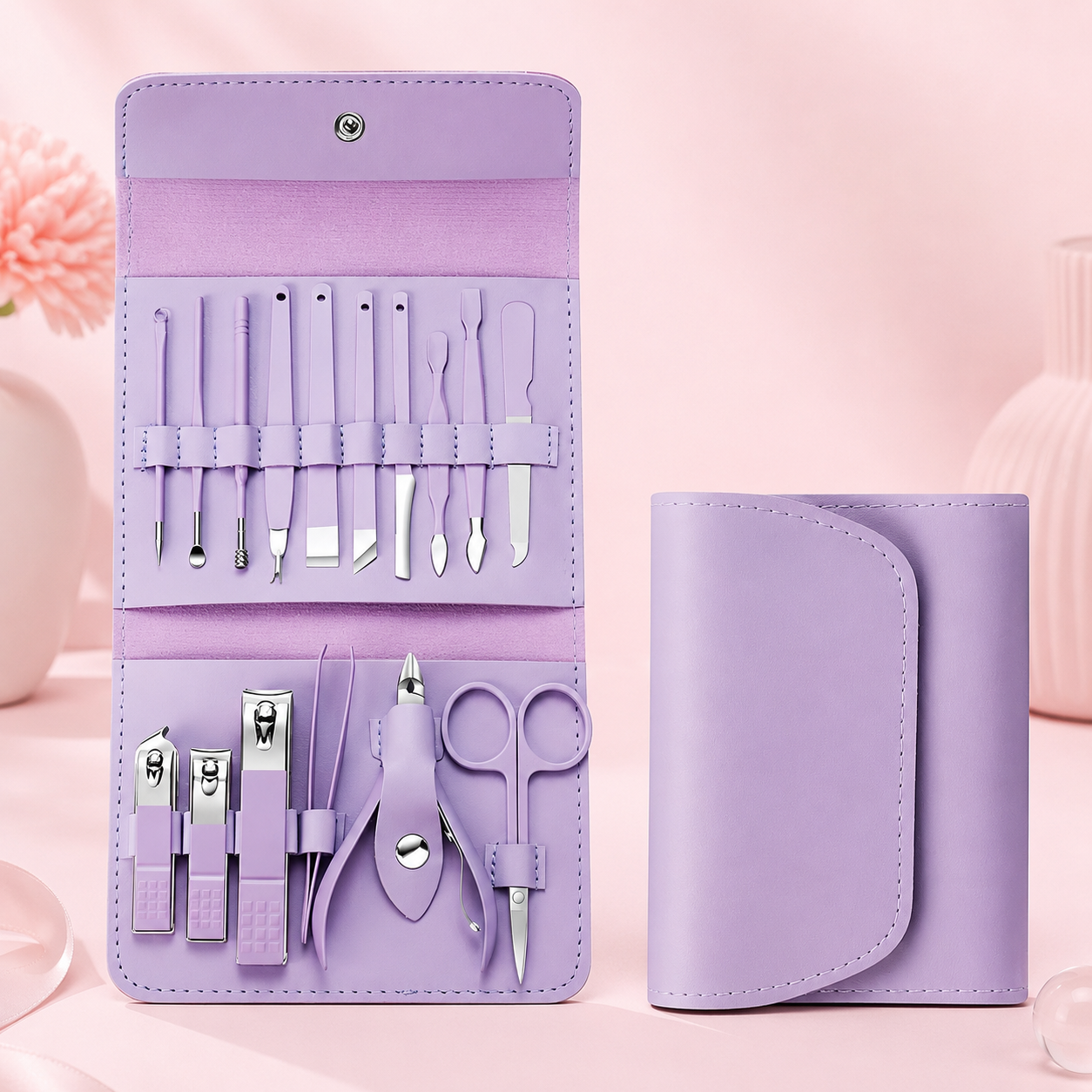 16-Piece Stainless Steel Manicure & Pedicure Kit with Travel Case