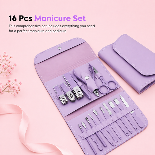 16-Piece Stainless Steel Manicure & Pedicure Kit with Travel Case