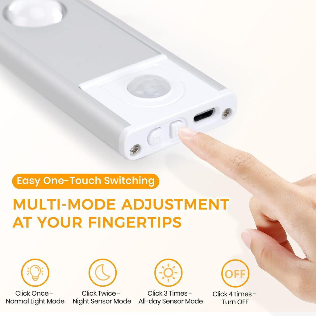 Motion Sensor Cabinet Light – Wireless Rechargeable LED with 3 Color Modes & Stepless