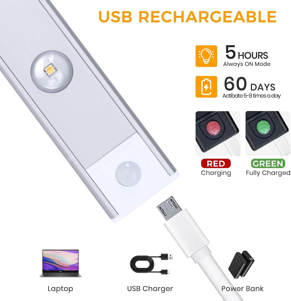 Motion Sensor Cabinet Light – Wireless Rechargeable LED with 3 Color Modes & Stepless